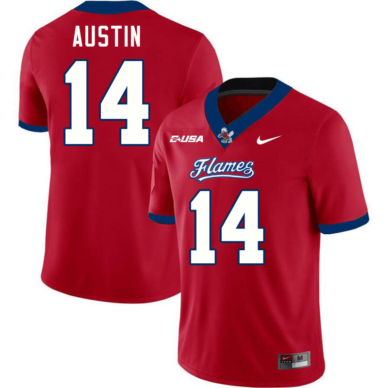 Liberty Flames #14 Kylen Austin College Football Jerseys Stitched-Red